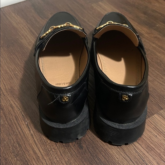 EUC Sam & Libby Women's Remi Black/Gold Chunky Lug Sole Loafer size 10 - Picture 7 of 12